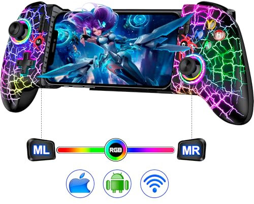 Handy Controller für iPhone, Smartphone Controller für Android mit Schalten ohne Totzone Hall Effect Joystick Controller für Handy Bluetooth Controller Handy für Xbox Cloud/Call of Duty/Roblox,Textur
