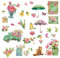 craspire 8 Blatt Fensteraufkleber Mit Frühlingsblumen Sommer Blumen Glasaufkleber Schmetterling Regenschirm LKW Wasserdicht Kollisionssicherer Fensteraufkleber Abziehen Und Ankleben Für Zuhause