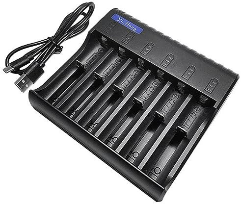 Eighosee 6 Slot Electric Battery Charger Black Smart LED Indicator USB Charger Home AA/AAA NiMH/NiCd Rechargeable Battery Charger