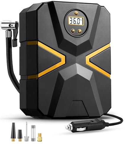 Tyre Inflator Air Compressor 12V DC, Digital Car Tyre Pump 150 PSI, Preset Tyre Pressure & Auto Shutoff, Electric Air Pump for Car Tyres, Bicycles, Other Inflatables