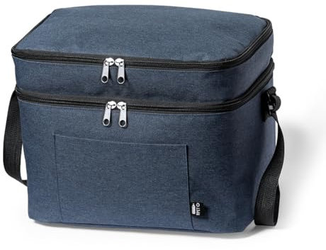 ADRI Bolsa Térmica Porta Alimentos, 15 L, Bolsa Isotérmica para Almuerzo, Nevera de Doble Compartimento, Material PEVA (Azul)