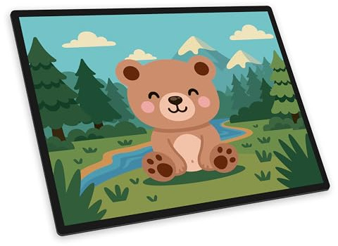itenga Schreibtischunterlage mit Motiv - Tiermotive Kawaii Design - abwischbar rutschfest glatt 40x53cm Schreibunterlage Bastelunterlage für Kinder Mädchen und Jungen (Bär)