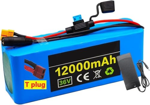 Leilaohu Batteria per Veicoli Elettrici E-Bike 36V 12Ah 10S3P Batteria agli Ioni di Litio per Bicicletta, Batteria in PVC BMS Integrata da 36V 12Ah Batteria per Bici Elettrica da 36V XT60