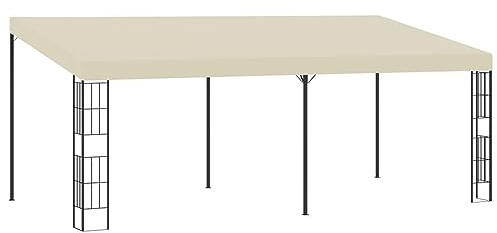 Pergola murale de jardin 3 x 6 m avec cadre en acier et revêtement PA couleur crème, parfaite pour le jardin, la terrasse et les événements en plein air
