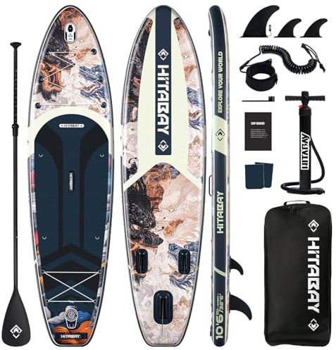 SUP Board Set, Stand Up Paddling Board Aufblasbar, 320cm 335cm stabil für Erwachsene bis 150 kg mit kompletten Zubehör Surfbrett für Anfänger (SCHWARZ)