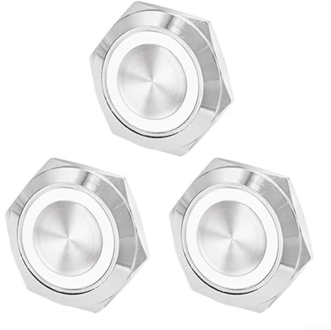 Impermeable 19mm momentáneo LED pulsador interruptor conjunto de 3 para 12V 24V uso (blanco)