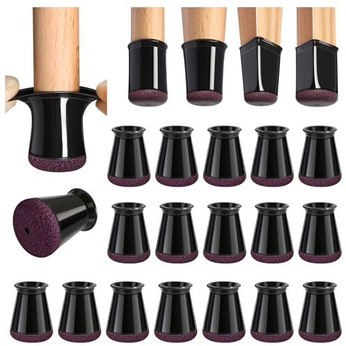 GICUNK 32Pcs Chair Leg Floor Protectors, Black Silicone Chair Leg Caps With Felt Pads, Floor Protectors For Furniture Legs For Hardwood/Tile Floors(Extra Small Fit:13-22.9mm)