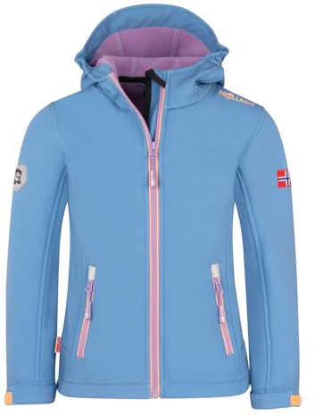 Trollkids Girls Trollfjord Jacket 164, Mystic Blue/Rusty red