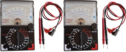 Multimetro tester analogico portatile con cavi puntali, misuratore di tensione rilevatore di corrente elettrica resistenza diodo voltmetro amperometro Ohmmetro YX-360TRN (Confezione da 2)