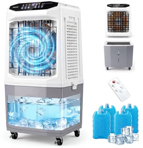 COSTWAY Condizionatore Portatile 3 in 1, Raffreddatore d'Aria con Ruote, Serbatoio, Timer 12H e Telecomando, 2 Modalità & 3 Velocità, Ventilatore & Umidificatore, per Casa, Ufficio (45 x 33 x 88,5 cm)