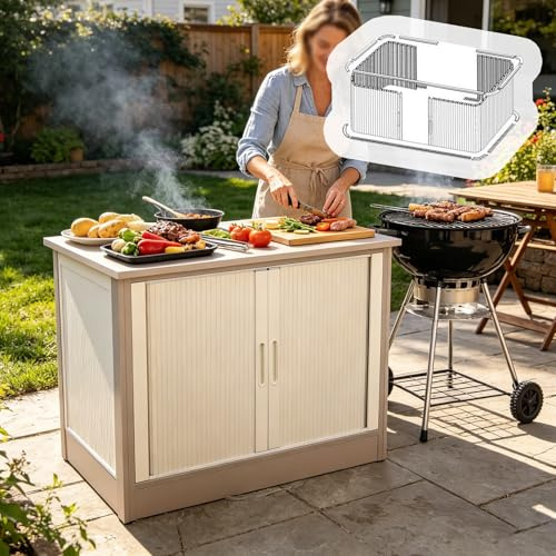 Xyrona Serranda a Rullo Ante Avvolgibili Antipolvere per Cucine da Esterno, Anta Avvolgibile Impermeabile per Armadietti (35-130 cm), Kit a Tapparella per Rimesse, Guardaroba(H35xW70cm/14x28)