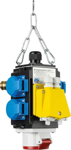as - Schwabe MIXO Energiewürfel - Hängeverteiler - Stromverteiler - 4 Schutzkontaktsteckdosen (230V/16A), 1 CEE Steckdose (400V/16A/5-polig) - mit Druckluftanschluss und Datenanschluss - IP44, 60764