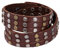 DonDon Unisex Lederarmband braun mit verschiedenfarbigen Nieten Gold und Silber