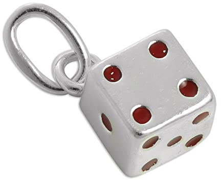 TheCharmWorks 925 Sterlingsilber & Rot Emaille Würfel Charm Anhänger