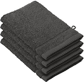 De Witte Lietaer 194690 Stephanie Lot de 4 Gants de Toilette Coton Gris Foncé 540 g/m² 15 x 22 x 1 cm