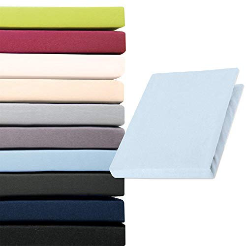 aqua-textil Pur Topper Spannbettlaken 140x200-160x200 cm Aqua blau Boxspringbett Topperlaken 160g/qm Mako Baumwolle