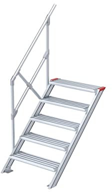 Euroline Treppe 45 Grad, 1000mm Stufenbreite, 1 Handlauf - 5 Stufen