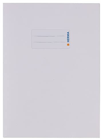 HERMA 7054 Heftumschlag A5 Papier Weiß, Hefthülle mit Beschriftungsfeld aus extrem kräftigen Papier & satten Farben, Heftschoner für Schulhefte, farbig