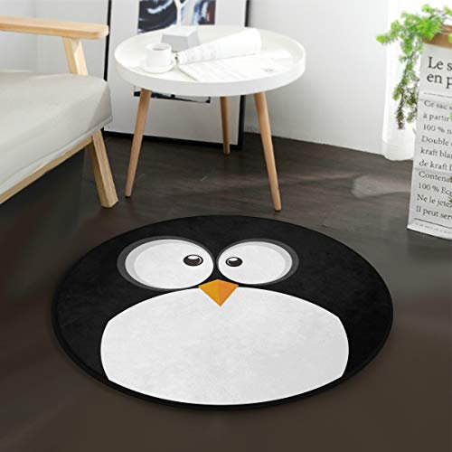 Mnsruu Cartoon Pinguin Gesicht schwarz rund Fläche Teppich für Wohnzimmer Schlafzimmer 91,4 cm Durchmesser