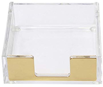 MultiBey Haftnotizen, Notizblock-Halter, Spender, Roségold, mit transparentem Schreibtischzubehör, Organizer, Zubehör für Büro, Zuhause, Schulen (Gold)