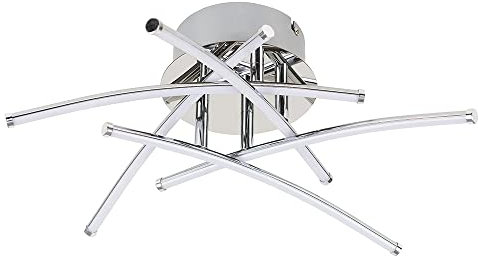 MiniSun | Modern Chrome 25W Integrated LED 5 Way Cross Over Design Ceiling Light Fitting | Pendant Lights, Home Décor & Improvement Essential | 3000K Warm White