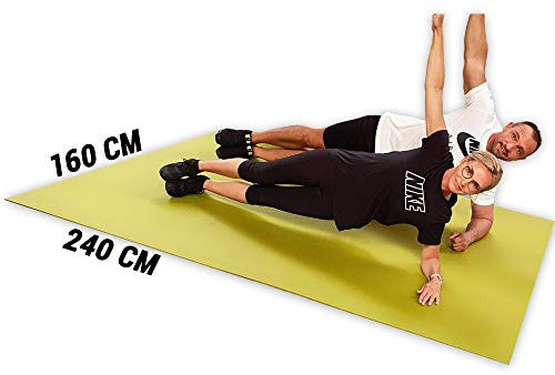 GYMEX Performance Fitness-Matte XXL, extra groß, rollbar, für Yoga, Sport & Fitness 240x160cm (Schwarz)