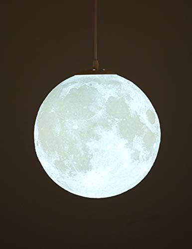 KRUIHAN Pendelleuchte Mond, 3D Drucken Mond Deckenleuchte, Industrielle Deco Planeten Lampe, Mondlampe Decke Leuchte Höhenverstellbar für Kinderzimmer Restaurant Schlafzimmer Wohnzimmer, 20cm
