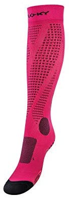 FLOKY, Calze Running Run-Up Long, Calze a Compressione Uomo e Donna, Adatte per attività di Lunga Durata Come Running e Trekking, Made in Italy (S, Fucsia)