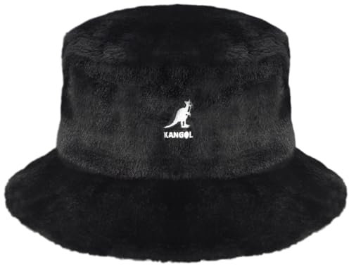 Kangol Unisex Faux Fur Bucket Baskenmütze, schwarz (Solid Black), 54
