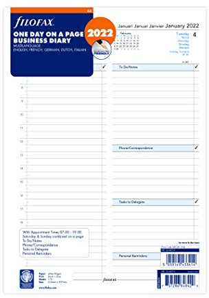 Filofax A4 1 Tag pro Seite (mehrsprachig)2022, 22-68719
