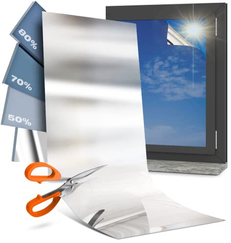 SA ROCA 28,68€/m² Spiegelfolie für Fenster im Zuschnitt - Als Sichtschutzfolie & Sonnenschutzfolie I Hitzeabweisende Fensterfolie Blickdicht von außen I Hitzeschutz Folie Fenster [70% I 2m x 152cm]