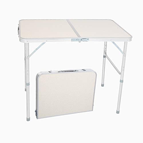 GLARRY Table pliante en aluminium, 90 x 60 x (40-70) CM pour pique-nique camping barbecue, tables d'extérieur portables avec poignée de transport