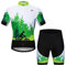 Radtrikot Shorts Set Gefüttert Herren Fahrrad Top Anzug Hemd Rennrad Bekleidung MTB Mountain Outfits Grün Weiß L