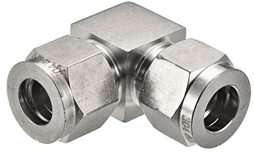 sourcing map Compression Tube Raccord 3/8 à 3/8 OD Tube 304 Acier Inox Union Coude 90 Degré Double Virole Accouplement Connecteur