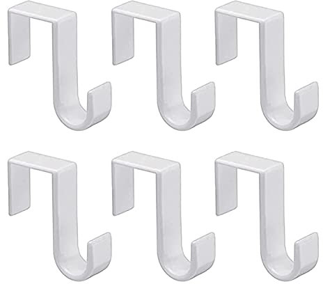 1st Choice Over The Door Hooks 6 Pack, Reversible Sturdy Hooks Fits 1 3/8' and 1 3/4' Door Widths, Plastic Hook Hanger for Hanging Clothes, Towels, White