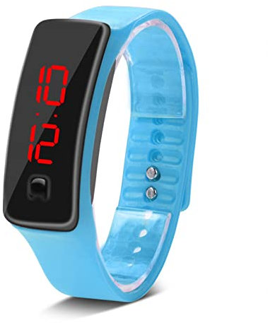 Ausla LED-Armbanduhr für Kinder, Digitale Sportuhr mit Silikonarmband Outdoor-Sportuhr für Jungen und Mädchen(Hellblau)