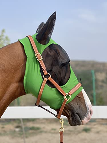 TGW RIDING Pferdefliegenmaske Super Komfort Pferdefliegenmaske Elastische Fliegenmaske mit Ohren (L, Hunter Green)
