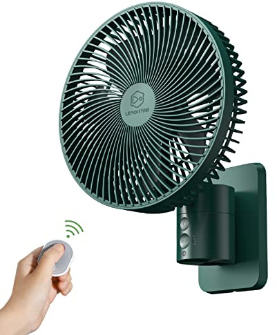 LEMOISTAR Small 8 Wall Electric Fan with Remote Control, 90° Oscillation, 4 High Speed Settings, Timer, Adjustable Tilt, 5.84 ft Cord, Silent, for RV