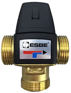 Ritzer by ESBE Brauchwassermischer VTA 322, VTA 323, VTA 321 mit verschiedenen Anschlüssen, Thermostatisches Mischventil, 3-Wege-Mischventil (VTA 322, 30-70 °C, Außengewinde 1 Zoll - 33 mm)