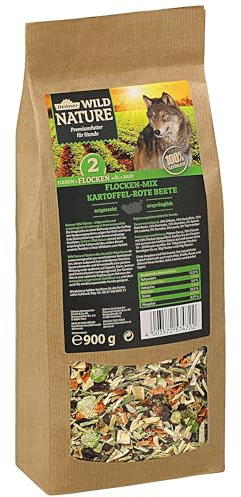 Dehner Wild Nature Hundefutter Flocken-Mix, Trockenfutter getreidefrei, BARF-Ergänzungsfutter, für ausgewachsene Hunde, Kartoffel / Rote Beete, 900 g