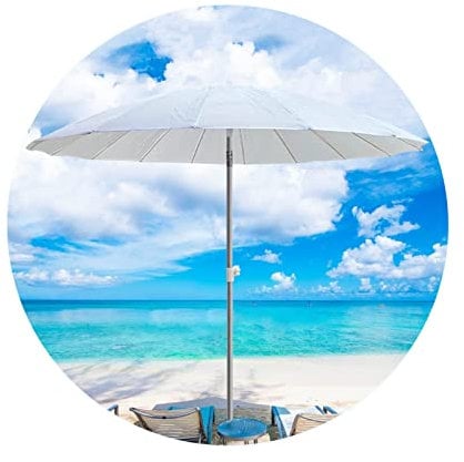 LefeDa 200cm Parasol Inclinable Blanc Parasol De Jardin Extérieur Parasol Plage Anti Uv Hauteur Réglable Parasol Balcon Étanche Avec Pied 16 Baleines Pour Balcon Jardin Terrasse