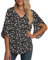 Yommay Camicetta da donna in chiffon, elegante, casual, allentata, a 3/4, con maniche a spacco e scollo a V, estiva, Rosa nera, XL