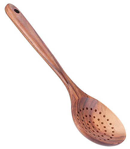 Cuchara para Espumadera, Cuchara Coladora Ecológica, Cuchara Ranurada de Madera para Restaurante, Colador Saludable para Cocina
