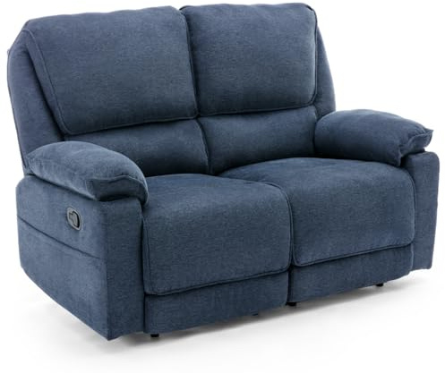 More4Homes SYDNEY FABRIC MANUAL RECLINER SOFA (Blue, 2 Seater)
