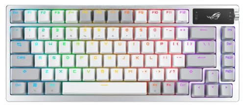 ASUS ROG Azoth 75 Teclado inalámbrico para Juegos Personalizado, visualización OLED, Montaje en Junta, amortiguación de Tres Capas, interruptores ROG NX Marrones prelubricados y estabilizadores de