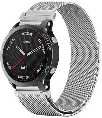Metallarmband für Garmin Fenix 7/7 Pro/6/5/epix 2, schnelle Passform, 22 mm, Edelstahlband mit verbessertem Magnet für Fenix 5 Plus/6 Pro/Forerunner 935/945/955/Instinct/Instinct 2/Instinct 2 Solar
