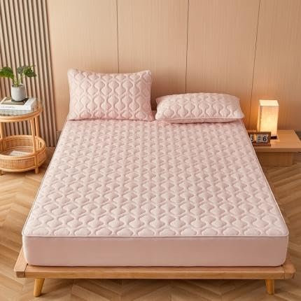Boxspringbett Spannbetttuch,Dickes, gestepptes Spannbettlaken, Matratzenbezug für 12/30 cm Tiefe Matratze, erhältlich in Allen Jahreszeiten, Pink A, 120 x 200 cm