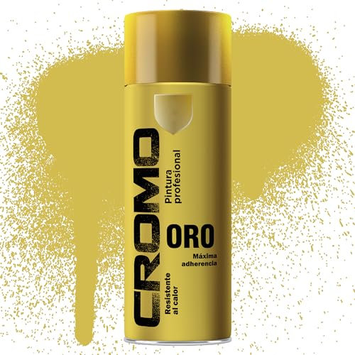 Etrexonline Pintura Spray Multicolor Profesional | 400ml | Adecuado para Metal, Madera & Plástico | Color Cromo Oro | Secado Rápido | Paquete de 1