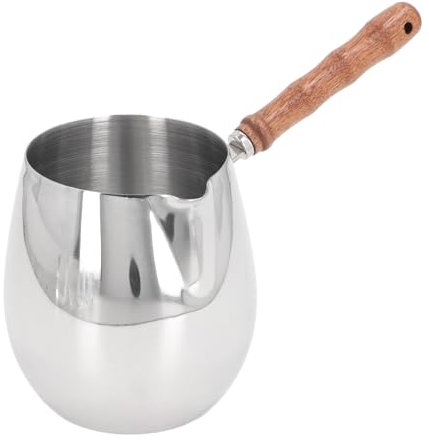 Petite casserole à café avec poignée en bois - Mini chauffe-lait en acier inoxydable 304 avec poignée en bois - Pour la maison et l'extérieur (600 ml), 600 ml