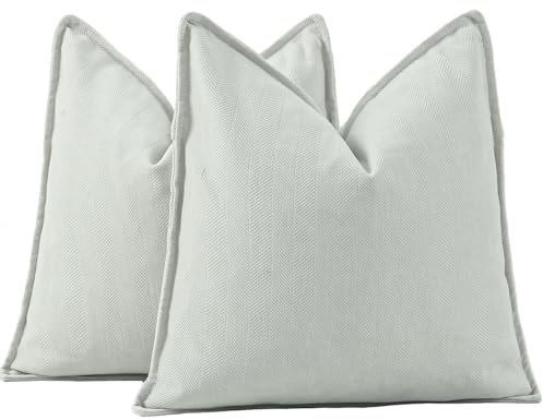 Madizz 2er Set Schlicht Chenille Kissenbezügen Weiche dekorative Kissenbezüge für Sofa Schlafzimmer Kissenhülle Creme 60x60 cm Quadrat